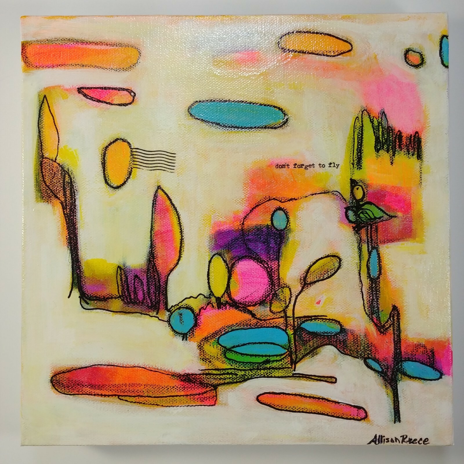 Abstract Art Original Painting by Allison Reece «Don’t Forget to Fly» 10 x 10
