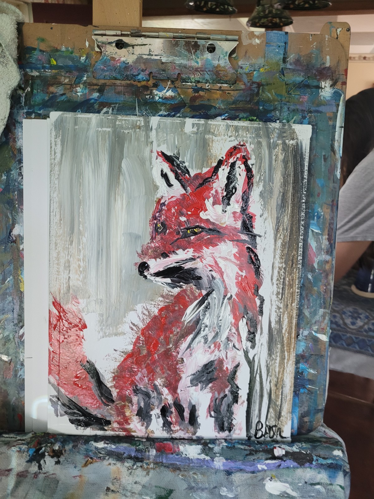 Fox Unique Abstract Expressionism Wall Art Canvas Board 11×14