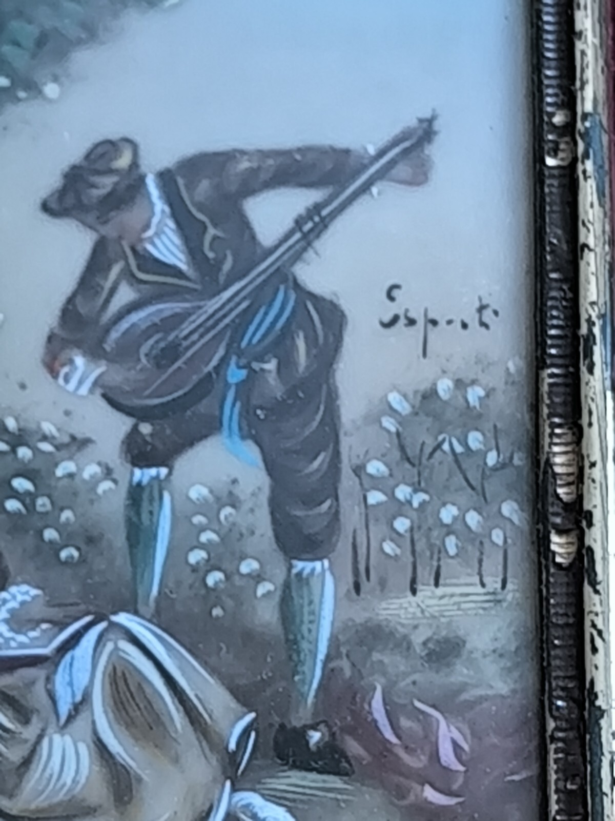 Painted Miniature ‘The Music Lesson After Nicolas Lancret’ Signed Esprit
