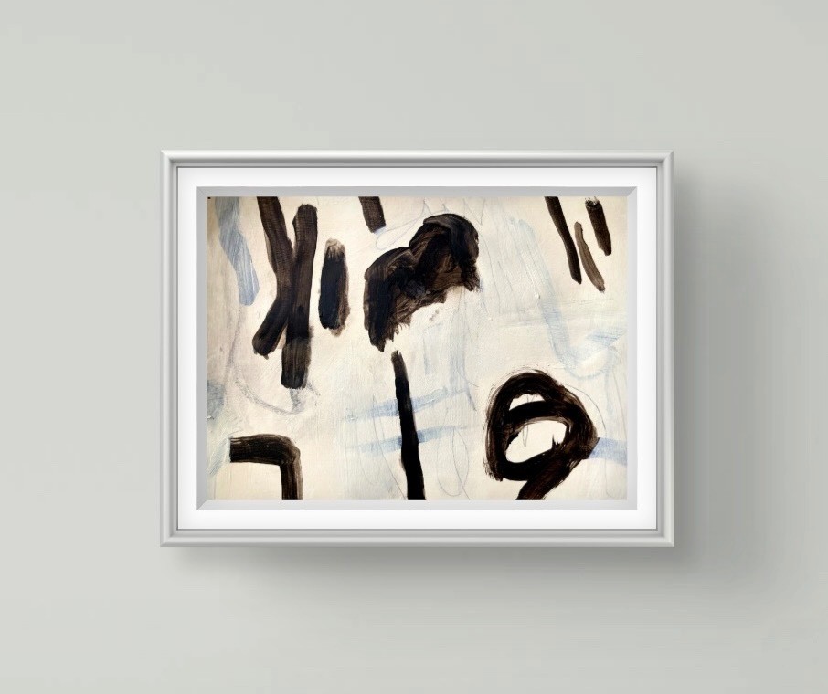Original Black+White Abstract 9×12 Acrylic Painting on Paper, Holly Hammond