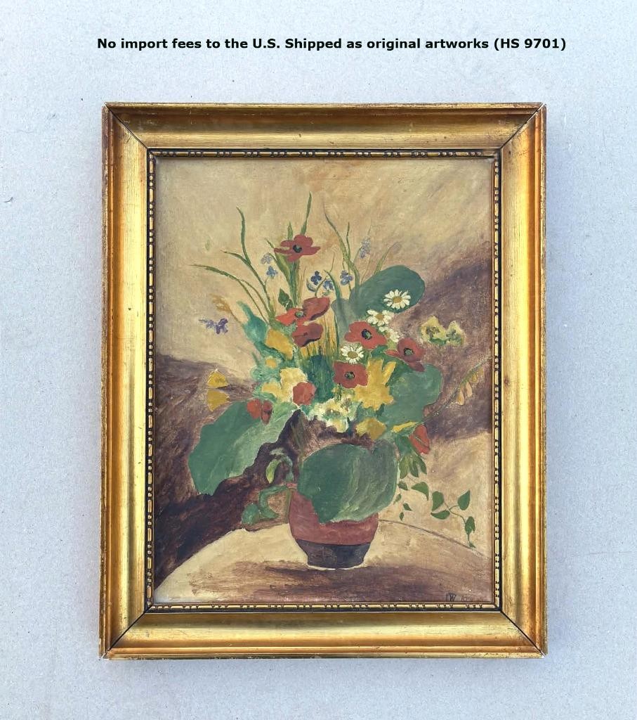 Early Modernist Floral Still Life. Signed Dated 1926 – Scandinavian School. COA