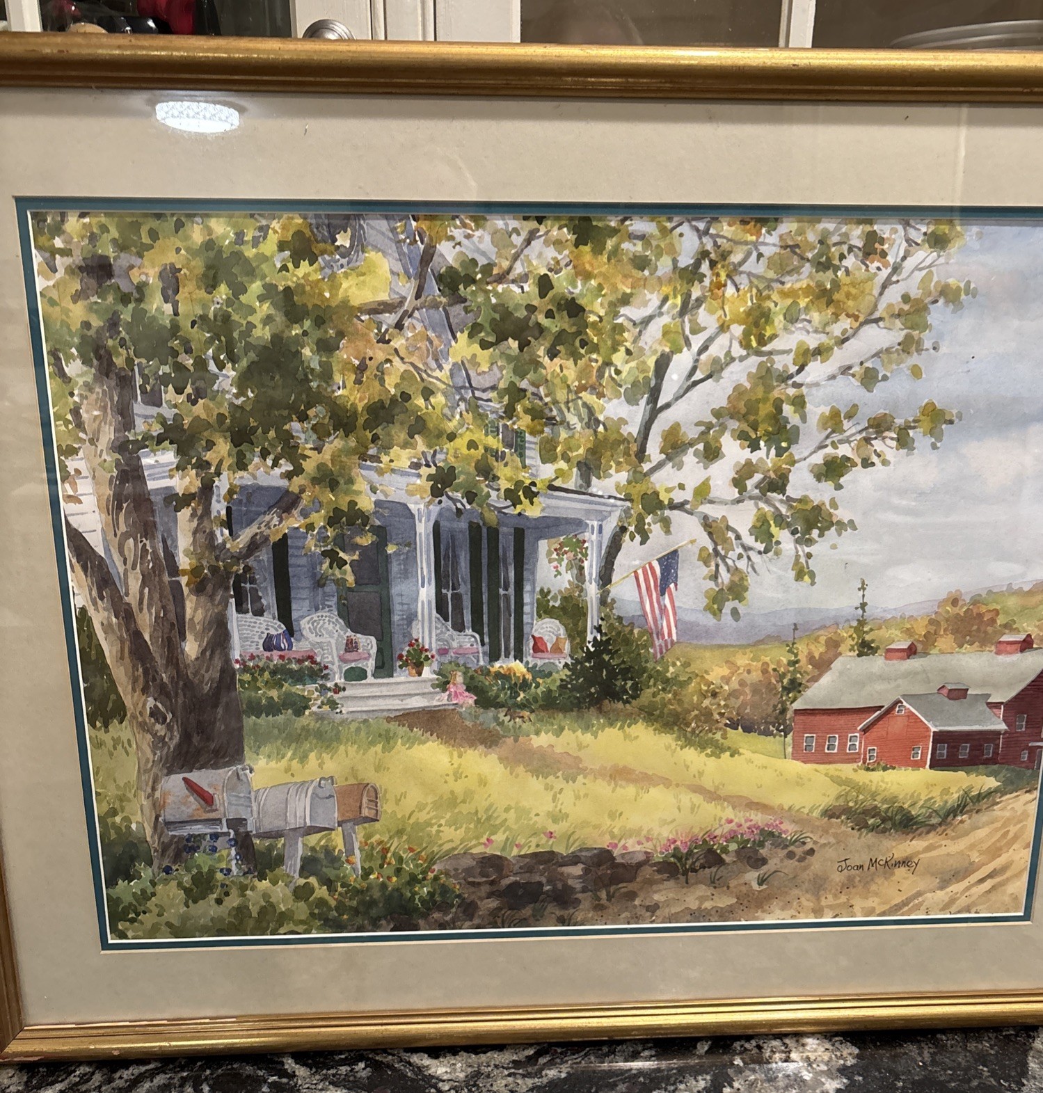Joan McKinney Large Original Watercolor Painting, New Jersey Landscape, US
