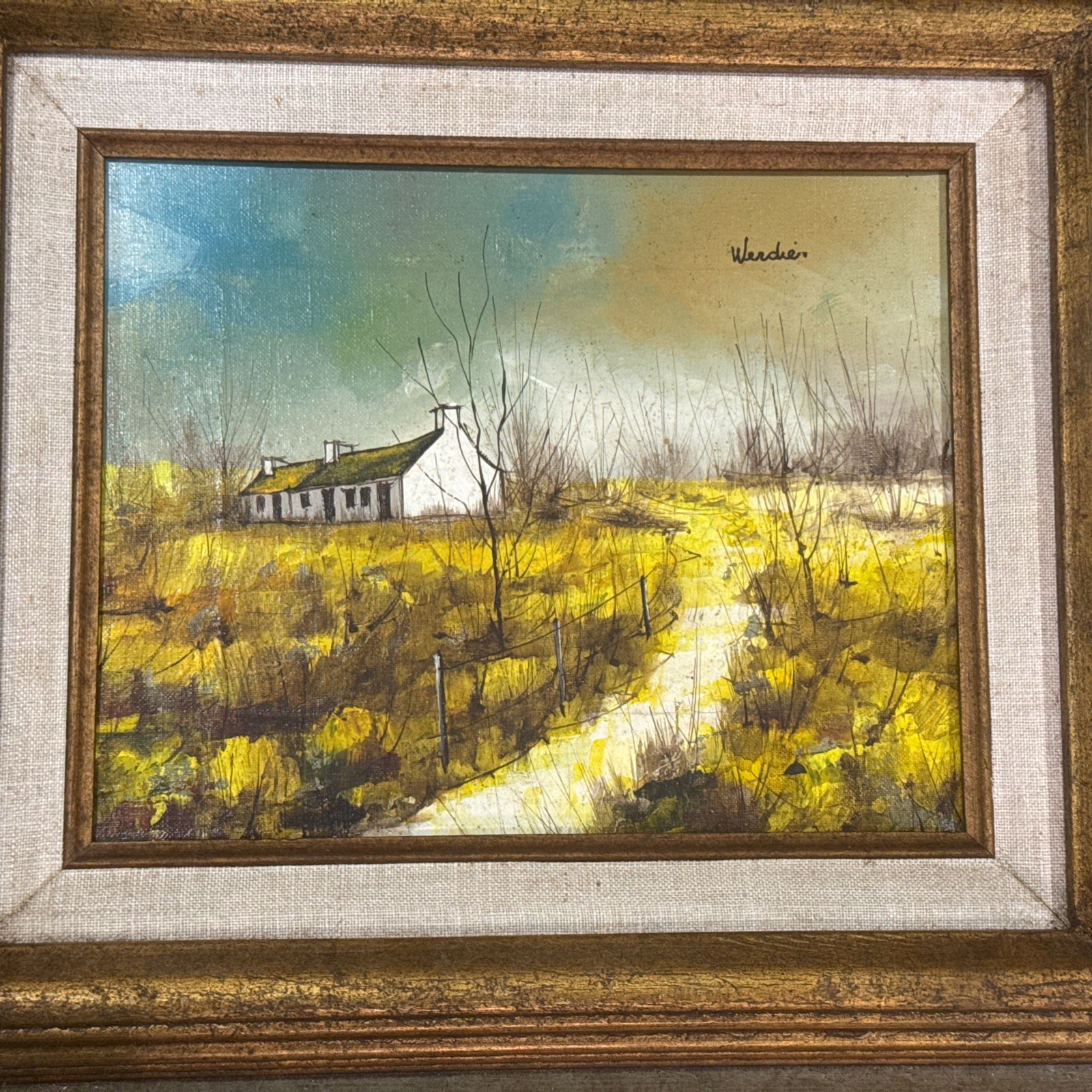 VTG Original Jean Claude Werdier (1922-2000) Landscape Oil Painting With House