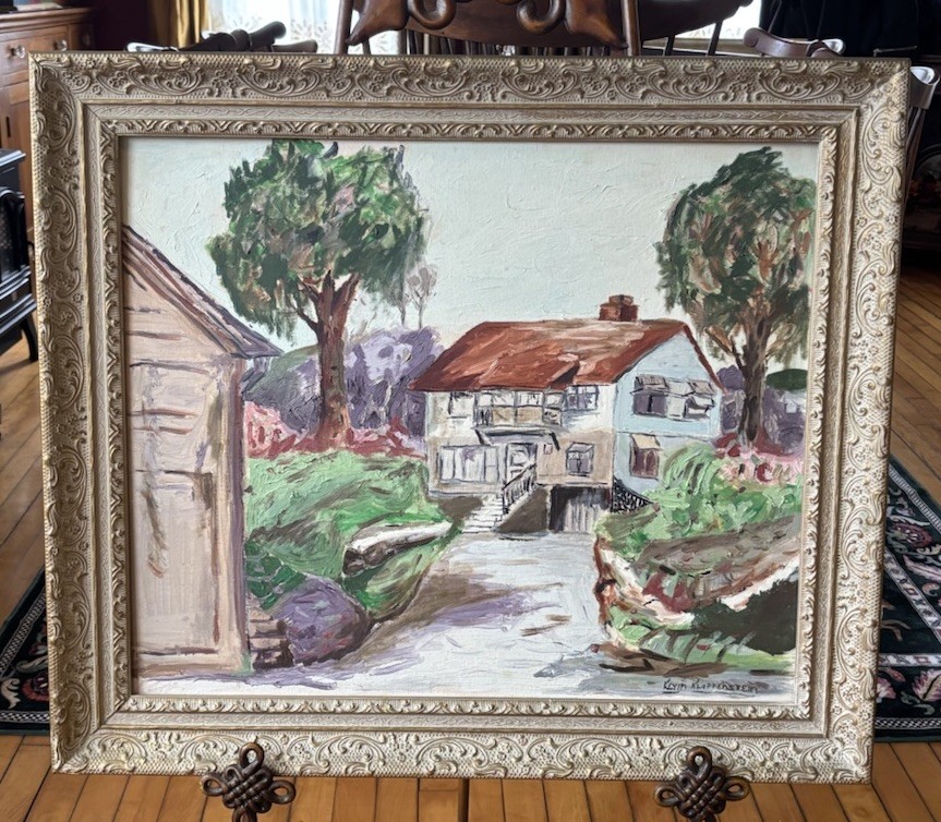 Original Oil Painting Landscape with Vintage Ornate Frame. Signed. 25 X 29
