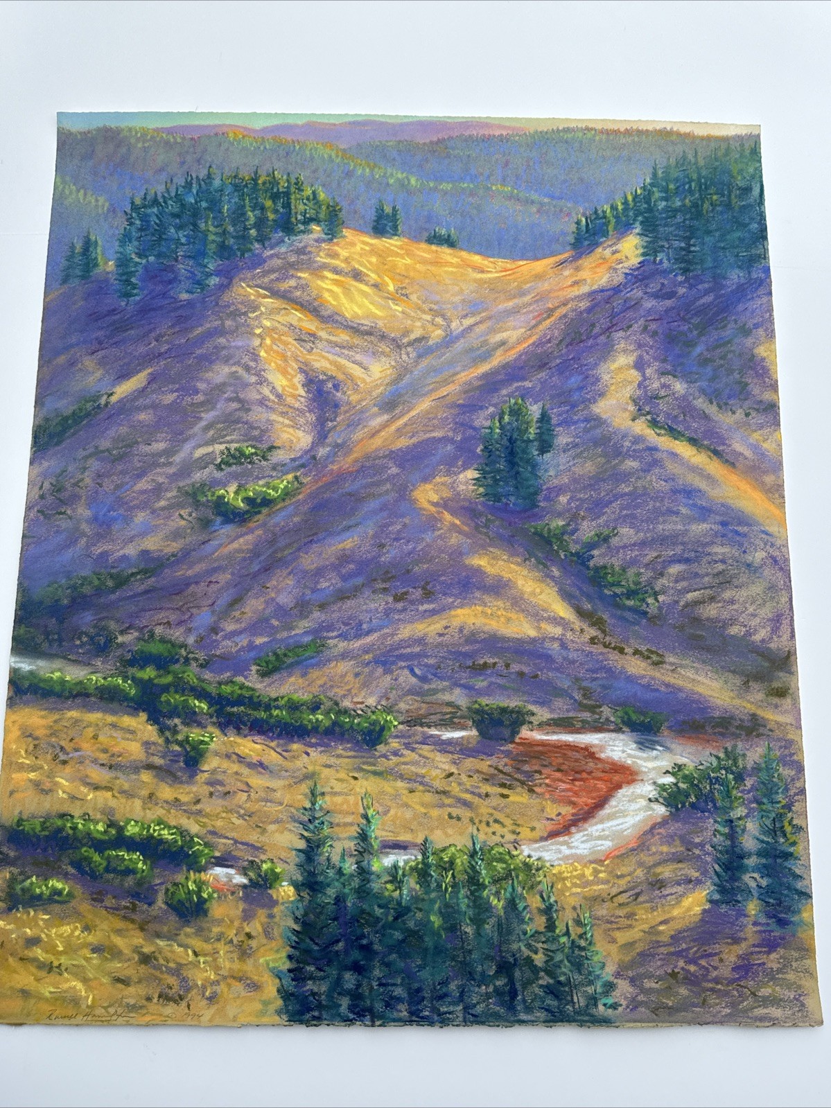 IMPRESSIONIST PAINTING NEW MEXICO DRAWING LARGE PASTEL RUSSELL HAMILTON FAMOUS