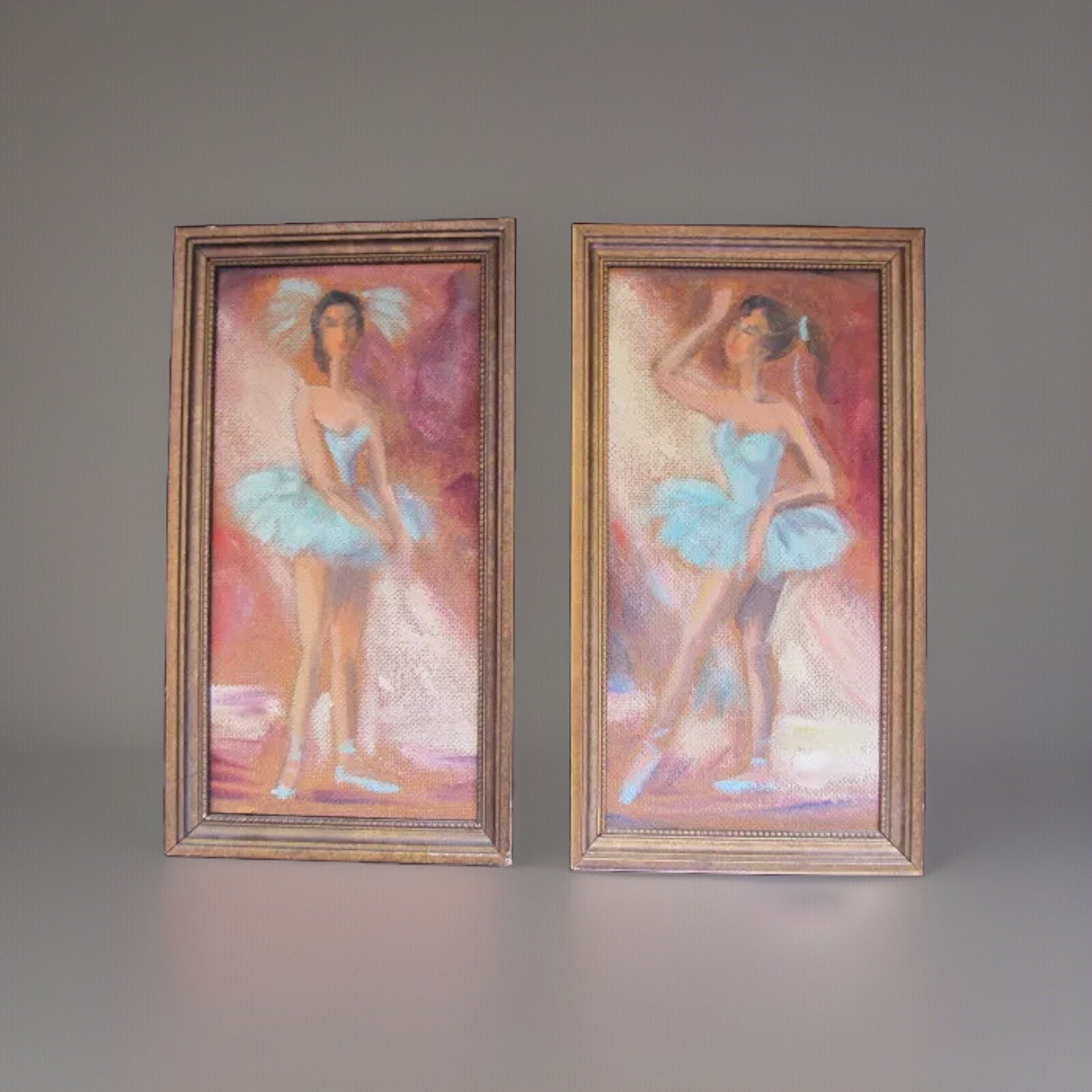 PAIR Authentic MID CENTURY fine art BALLET oil paintings FRAMED NORTH HOLLYWOOD