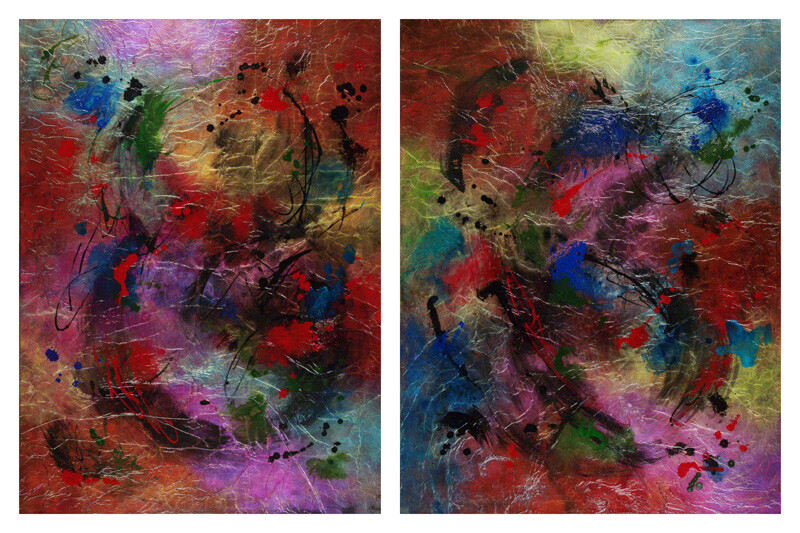 Original Art – MAKE A WISH – Multi-Color Abstract on Canvas – 2 Piece