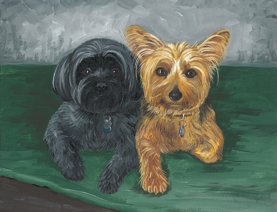 8X10 PRINT OF PAINTING RYTA YORKSHIRE TERRIER YORKIE SHIH TZU SHORKIE DOG ART