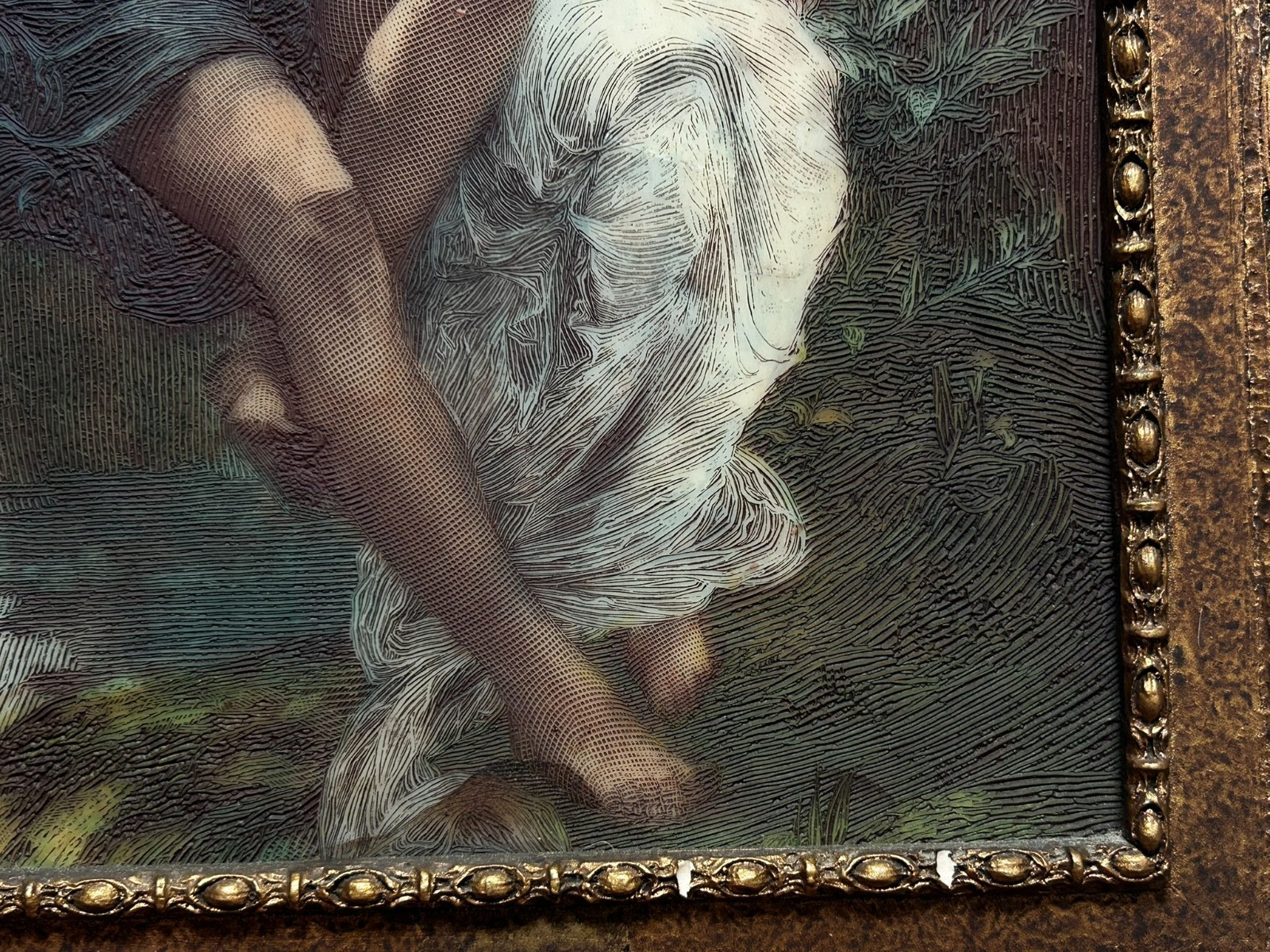 After Pierre Auguste Cot «Spring Time» Lovers on the Swing Genuine Engraving