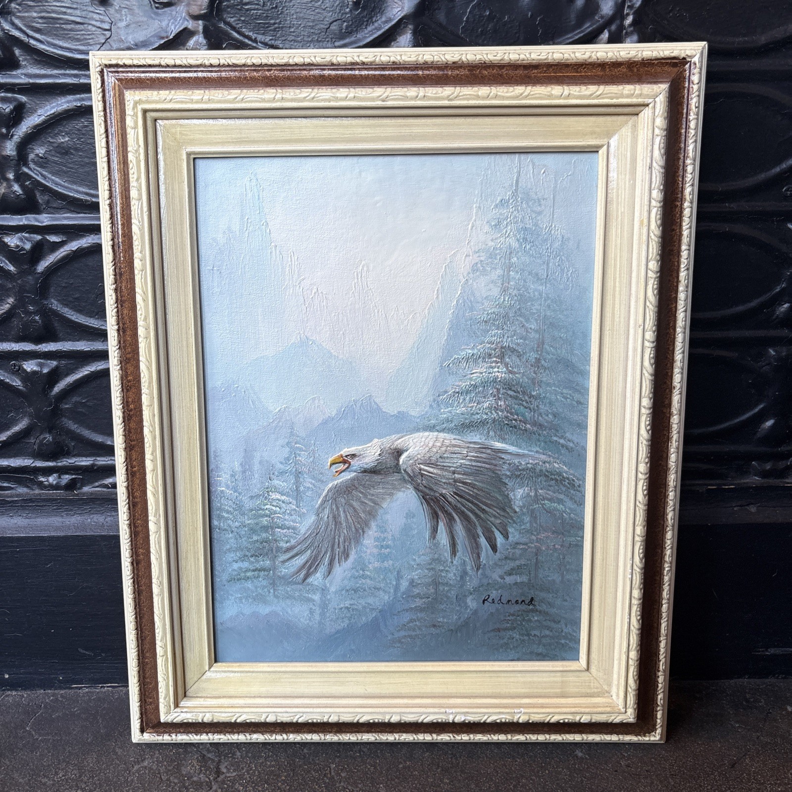 Bald Eagle in Flight Signed C. Benolt 3D Oil Framed