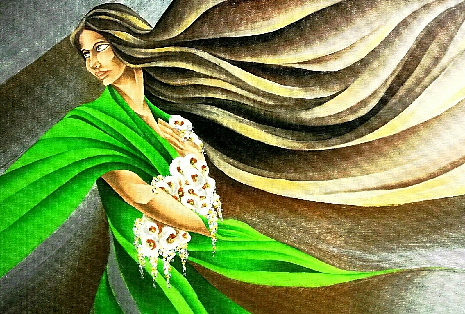 Noel Suarez-«Primavera»-Framed Ltd Ed Mixed-Media Hand Embellished Giclee/Canvas