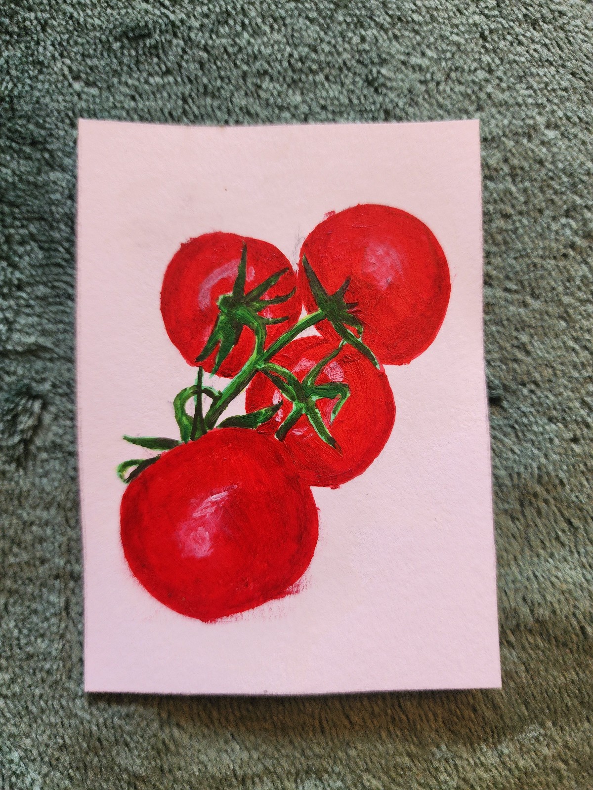 ACEO Original Abstract Acrylic Painting of Tomatoes on a Vine by Kiva