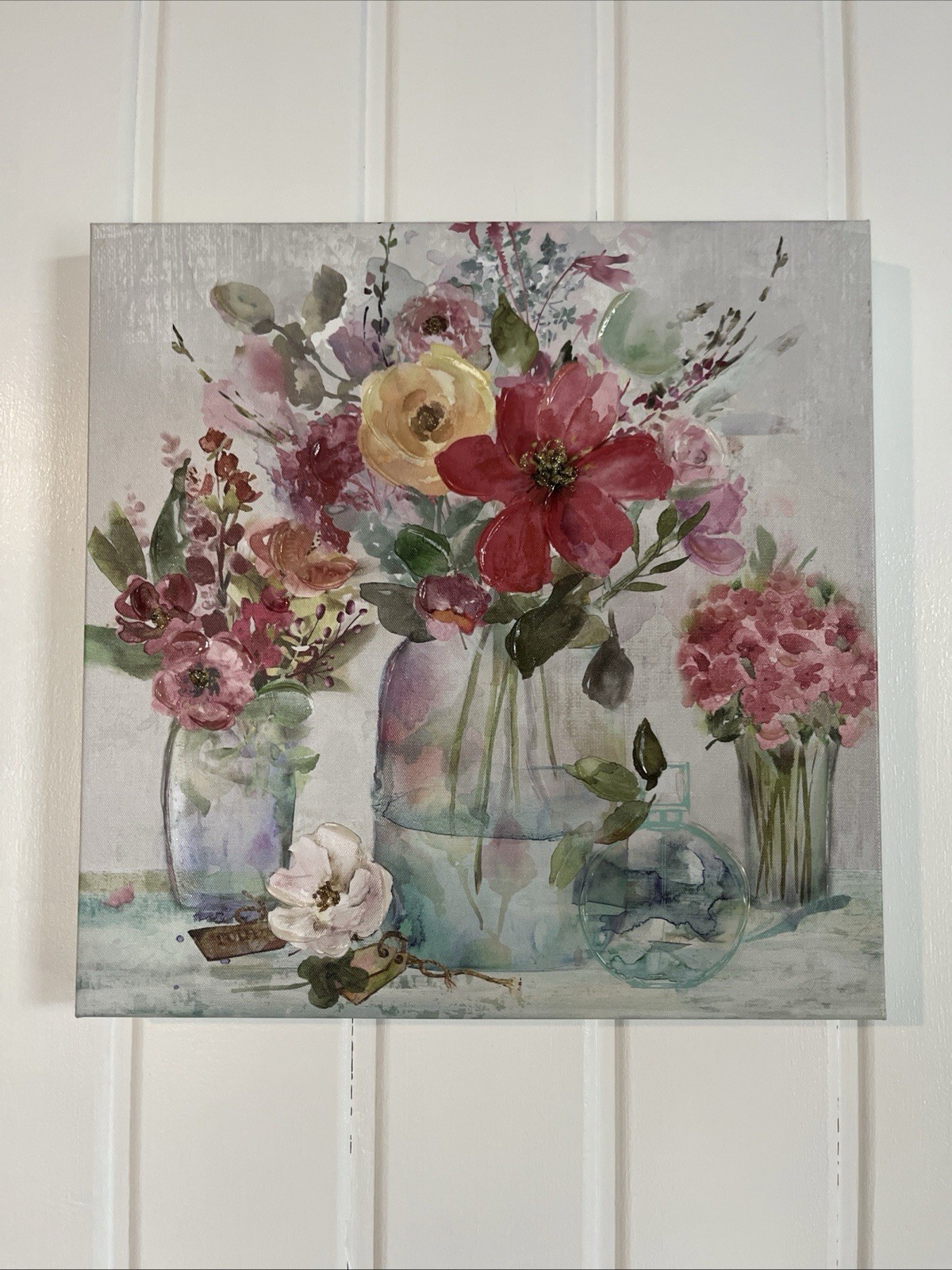 15 1/2” x 15 1/2” Floral Canvas Oil Painting Style