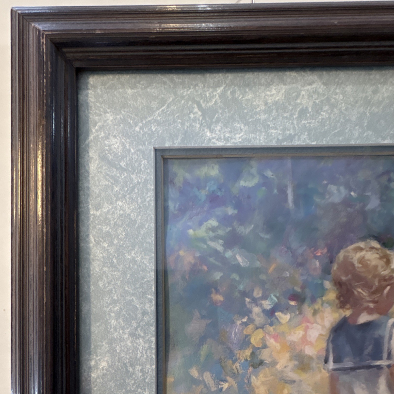 Richard Tolan Original Signed Watercolor Painting Children in Garden Framed 22″