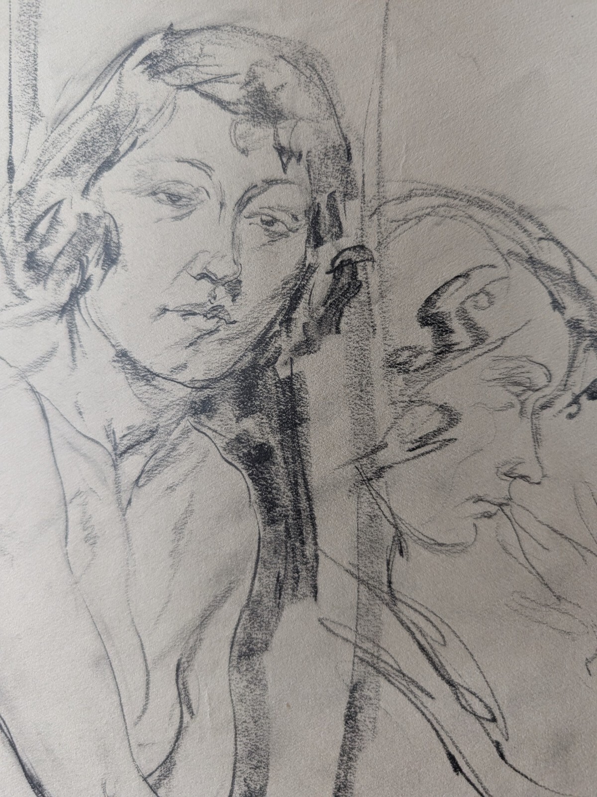 Vintage 1920s/30s Original Pencil & Charcoal Nude Drawing Lady M
