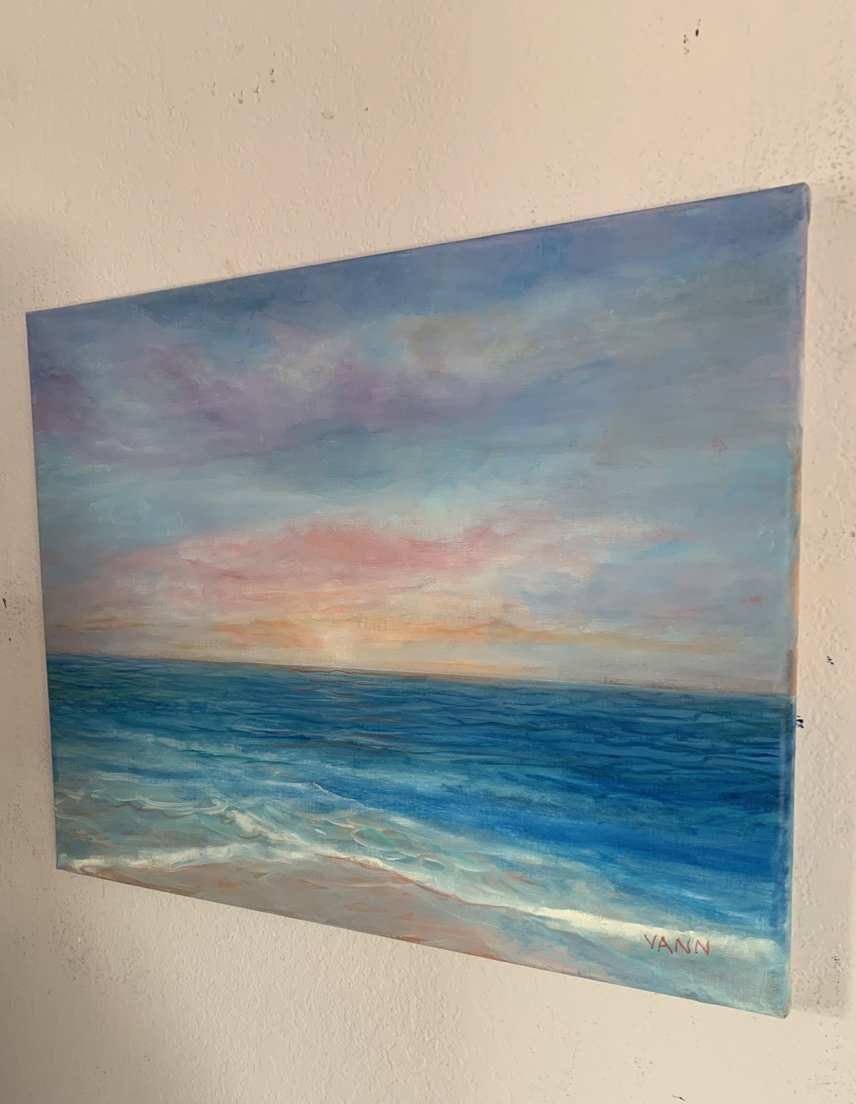 Oil on Canvas Painting by Gina Vann Seascape 16 in. x 20 in. Large Unframed 2026