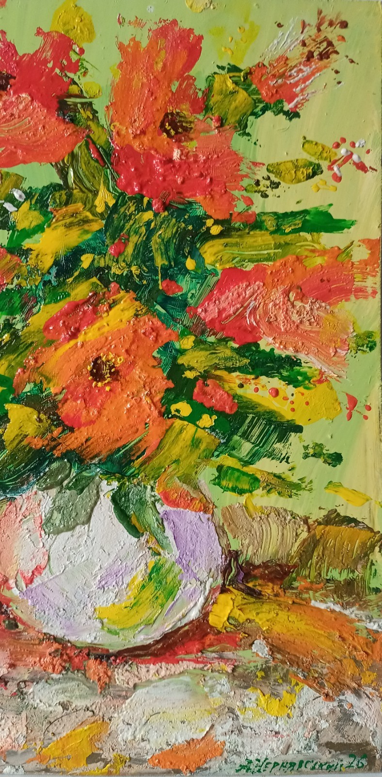 Poppies Impasto Painting Original Art Impression Oil Painting 11.7 x 7.8 in
