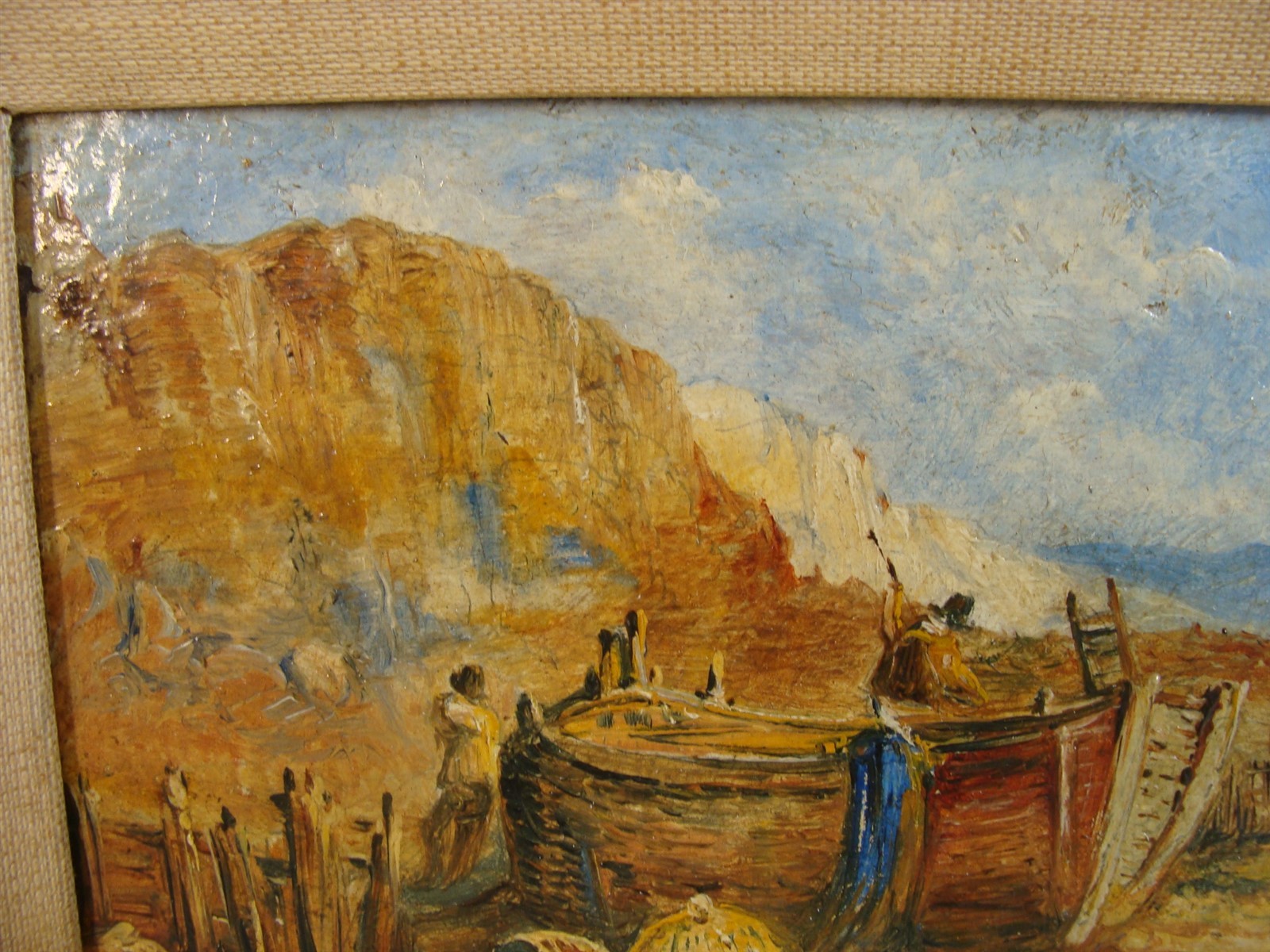 Antique 1964 Morris Orientalist Desert Seascape Boat O/CPainting
