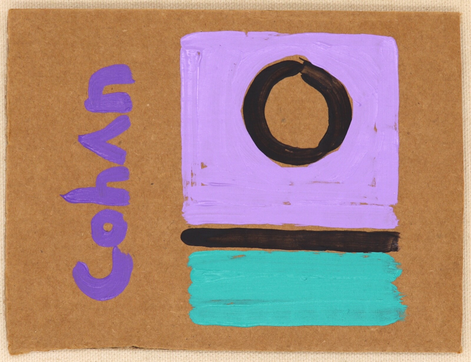 Original CohAn Painting «Green Sea Logo» Acrylic on Cardboard Online Art Sale