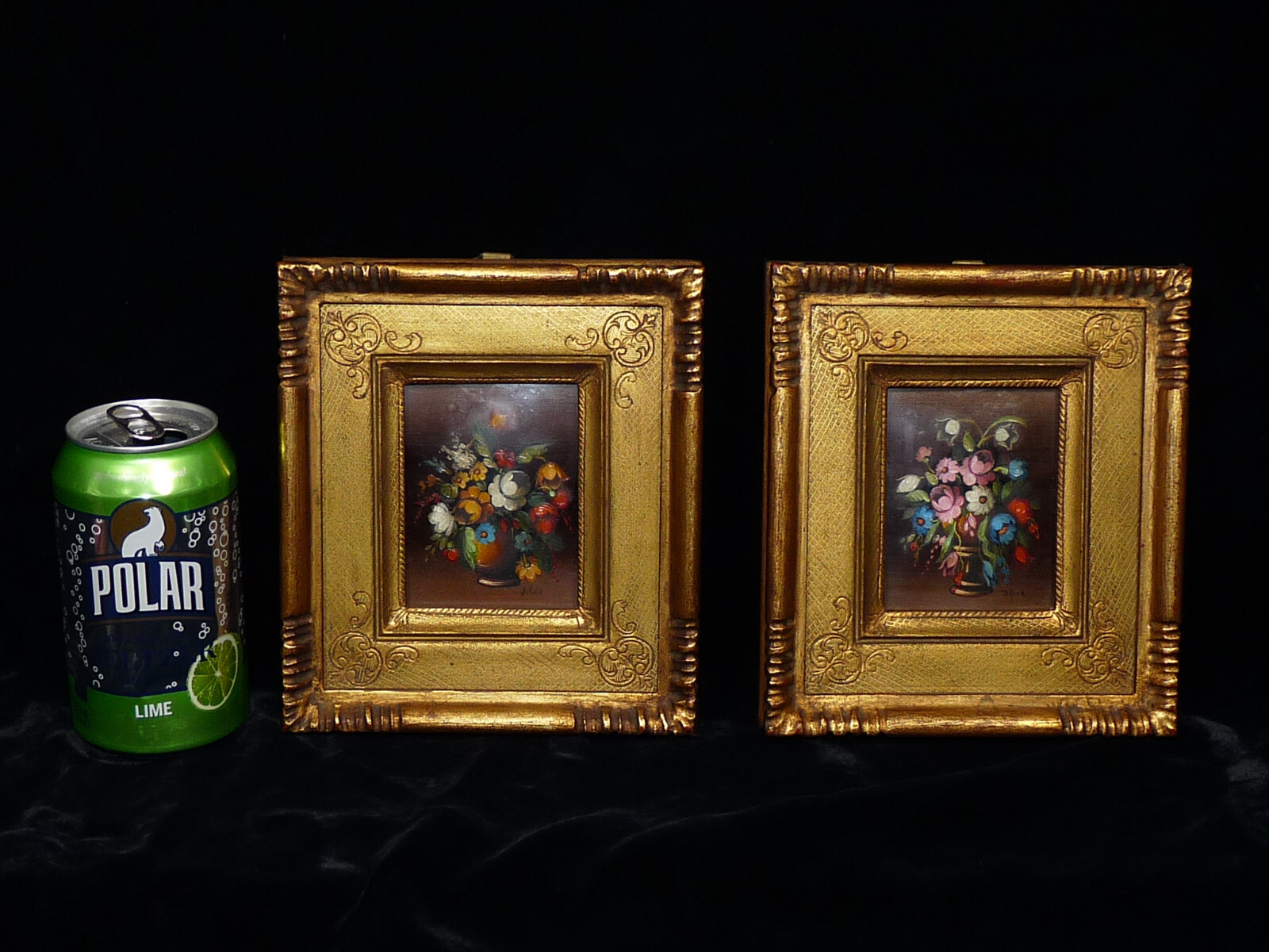 Pair Of Antique Signed Miniature Floral Paintings