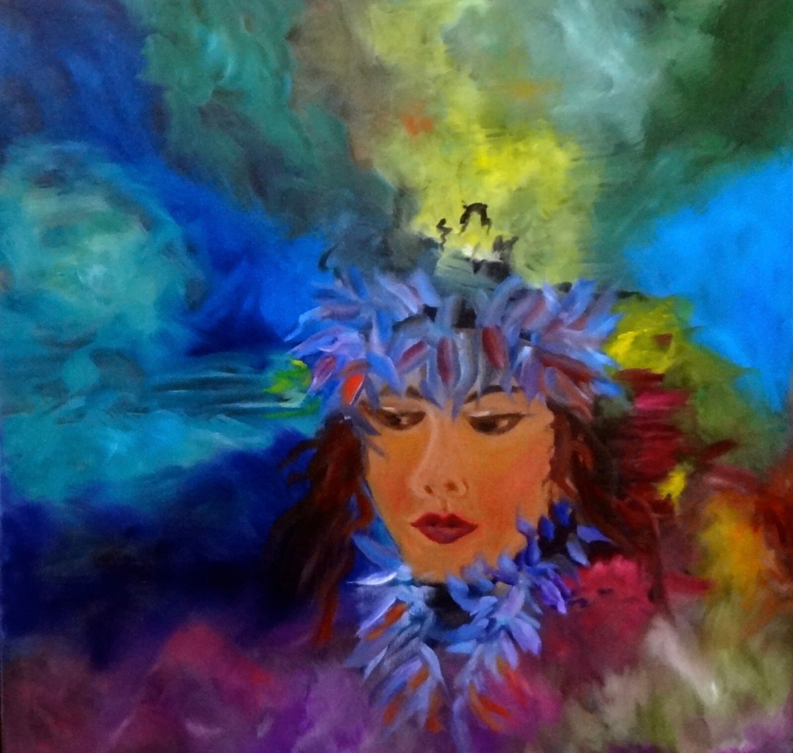 LOCAL HAWAII ARTIST OIL PAINTING «ABSTRACT HULA»OriginalOil Painting,COLOR
