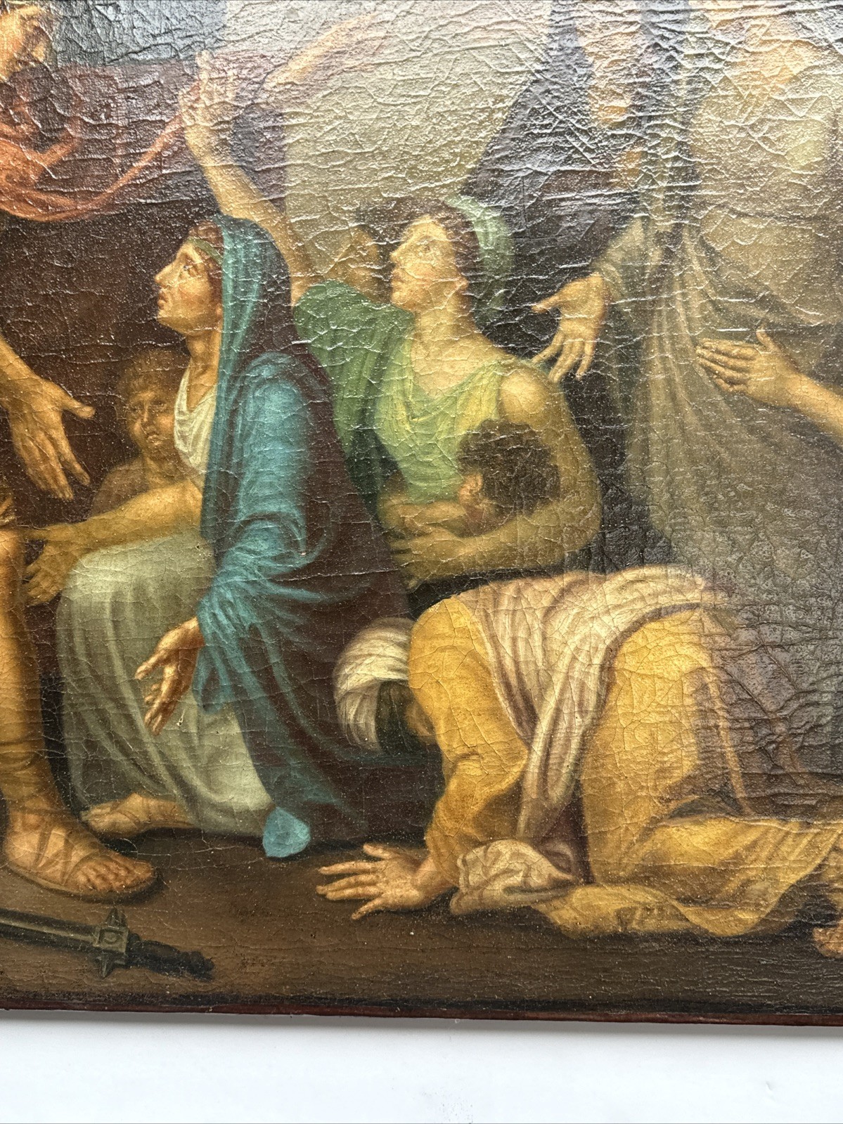 LARGE OLD MASTER PAINTING ANTIQUE ICON RELIGIOUS BIBLICAL RESTORATION PROJECT