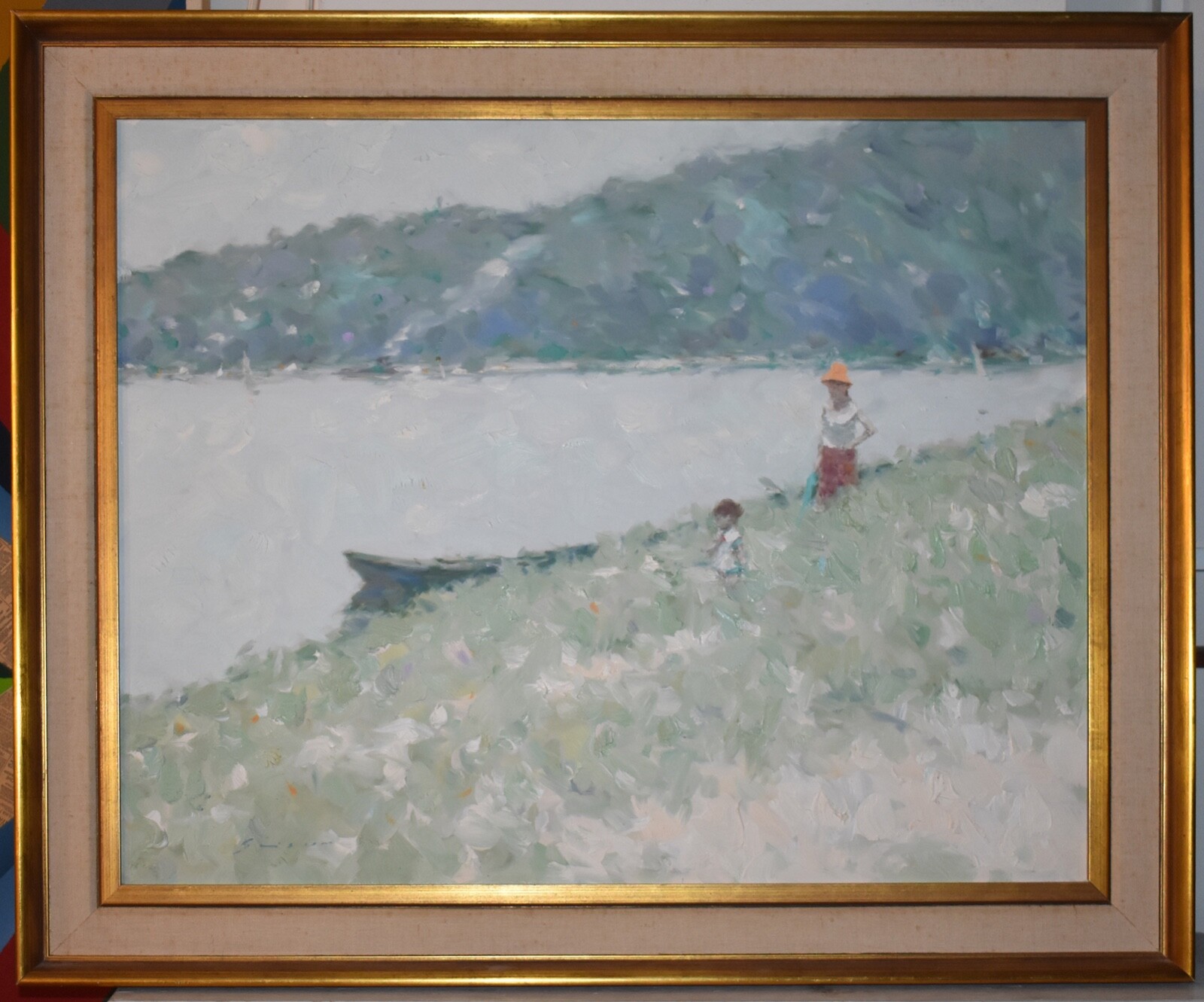Listed American Artist Andre Gisson Large Original Oil Painting On Canvas Signed