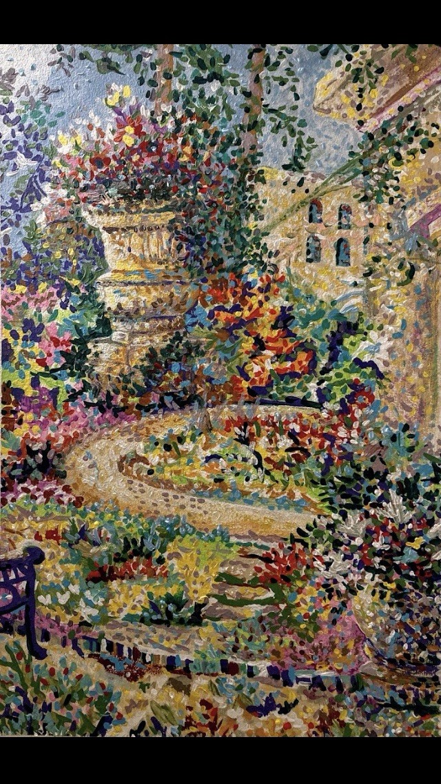 Garden Painting original by Artist Lalainya, was mural faux window, photo print