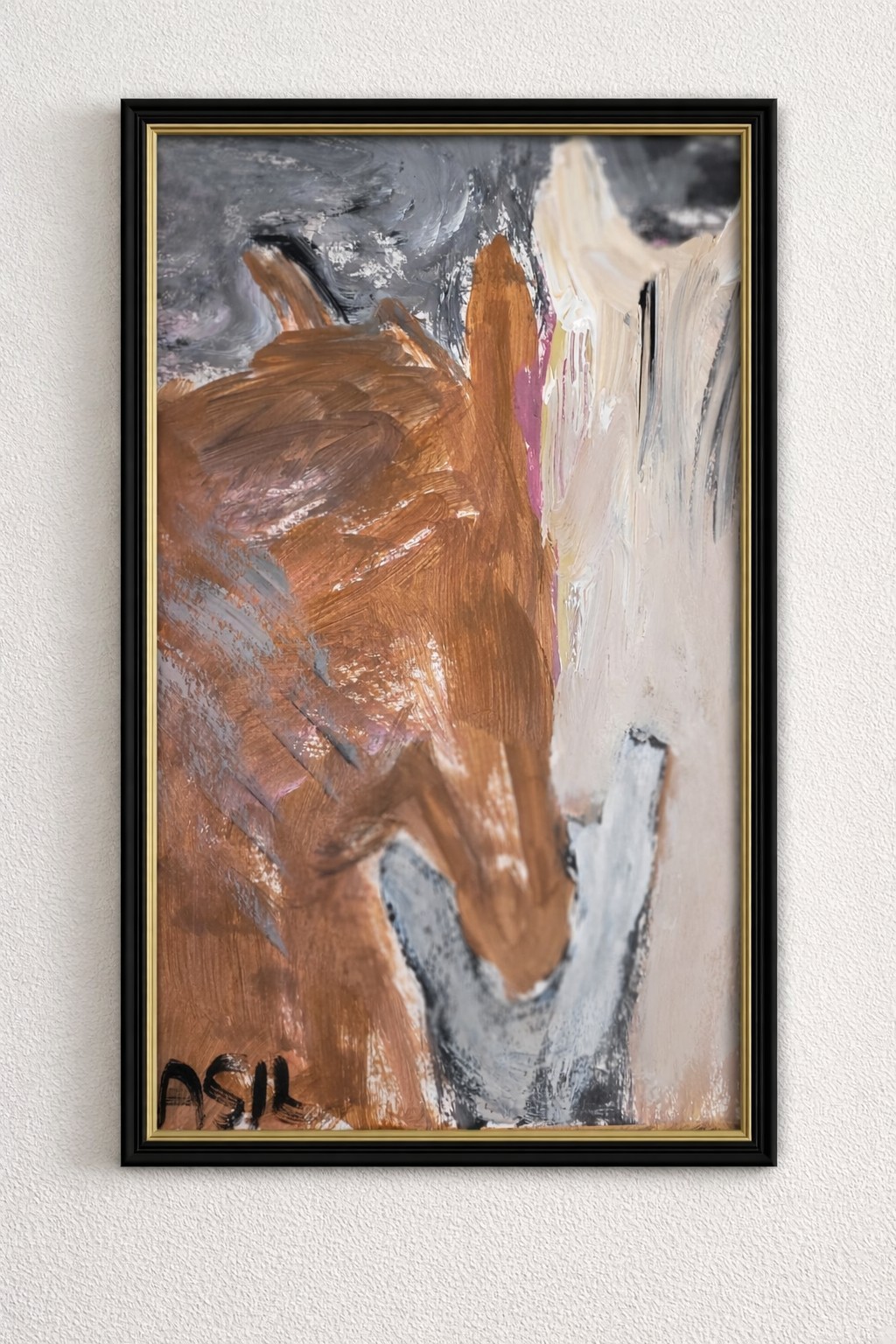 Two Horses in Love – Expressive Acrylic Painting 11×14 Romantic Modern Art