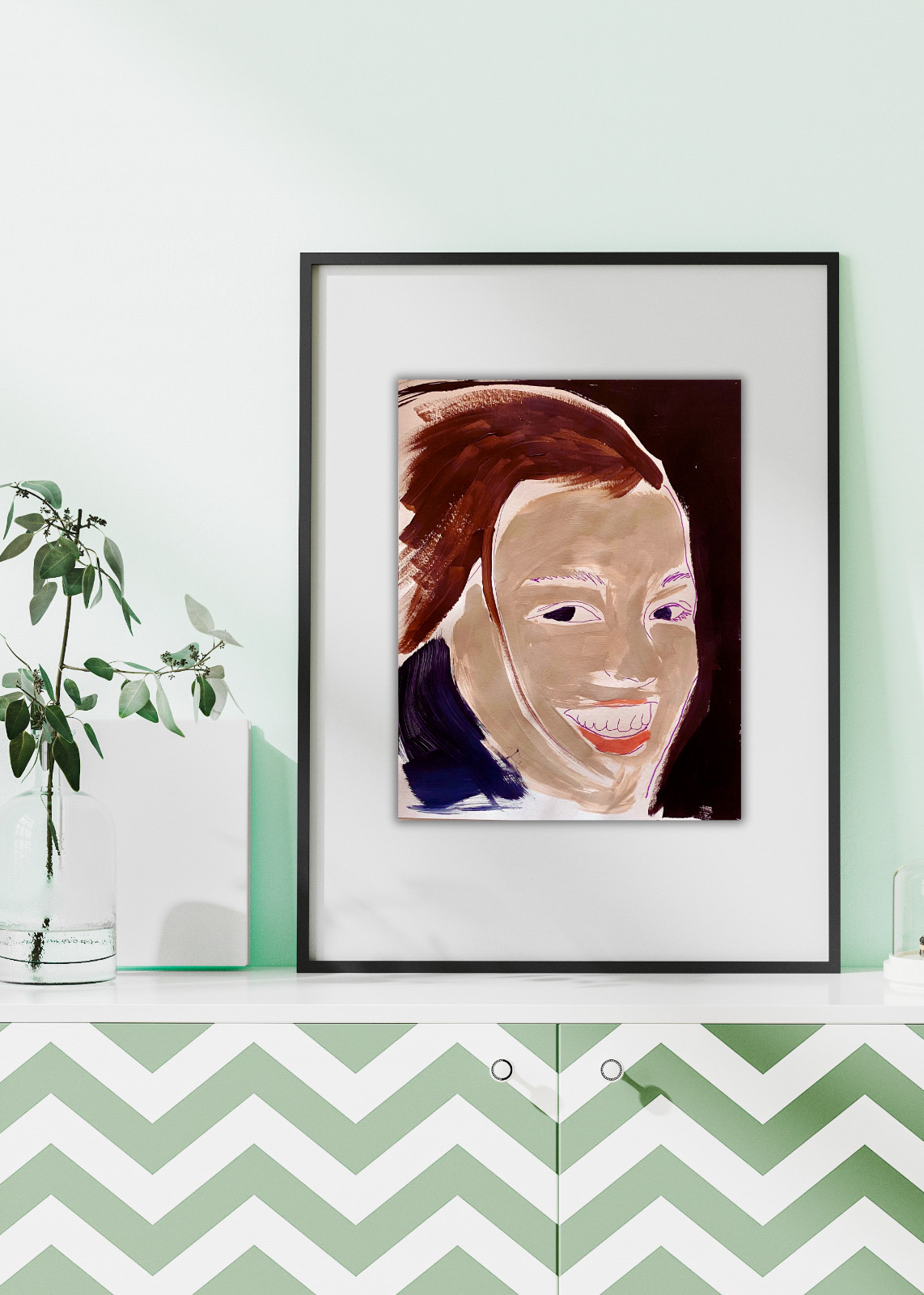 Original Acrylic Painting Smiling Mask 11×14 Expressionist Signed Paper Art