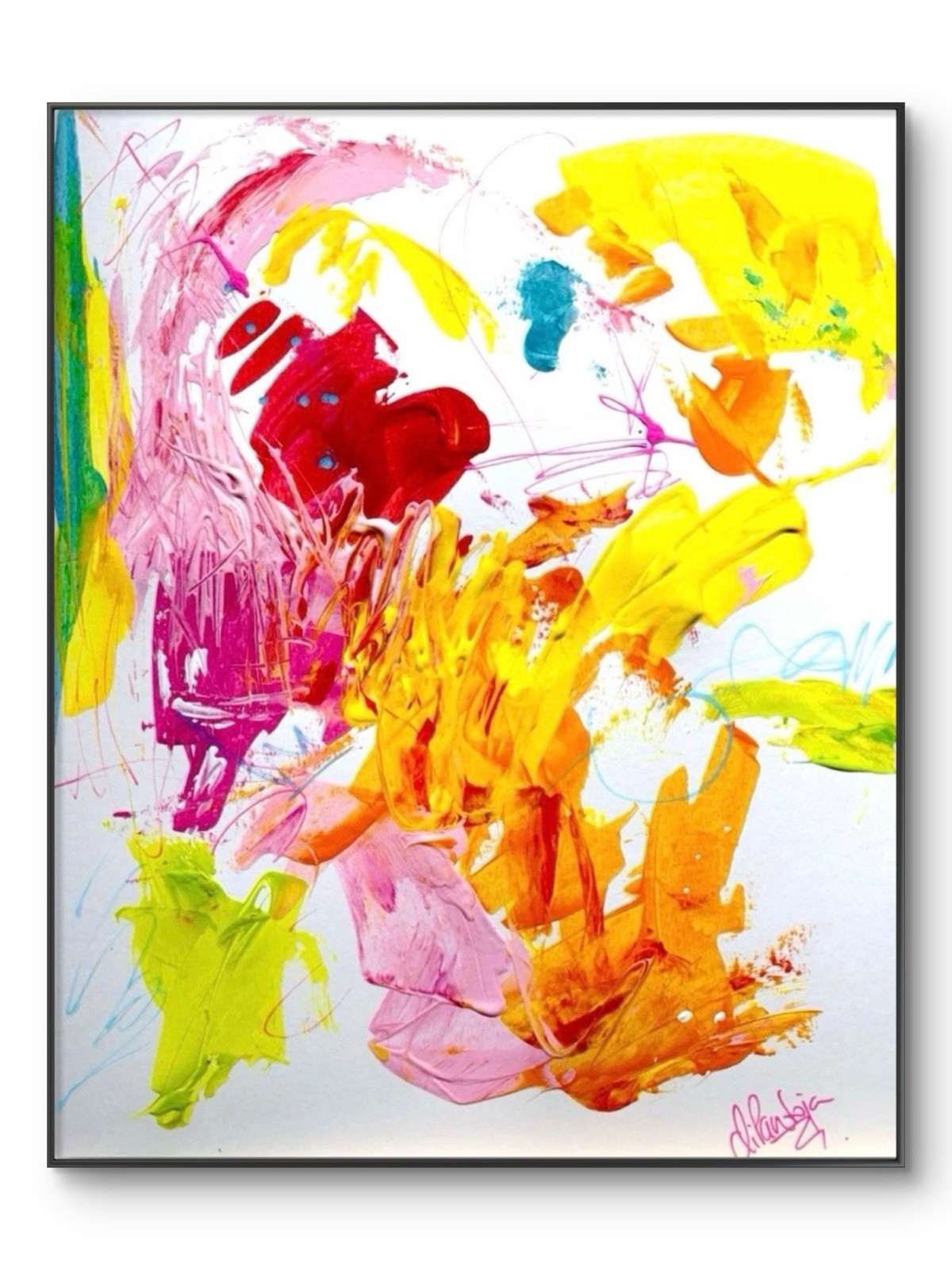 Abstract Bright Colorful 11×14 Paper Acrylic Original Art Expressionist Fine Art