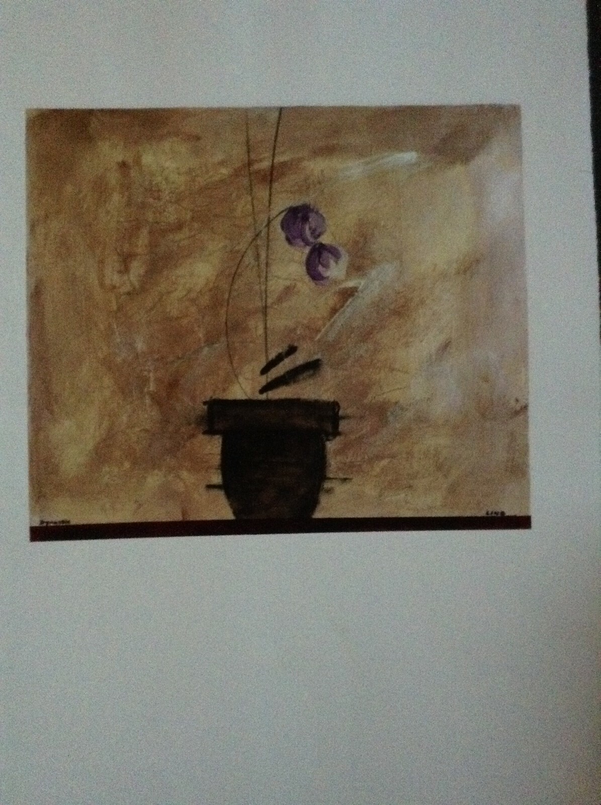 Original Art by Ling Contemporary & Traditional 1 15 x 15 Flower in Pot Purple