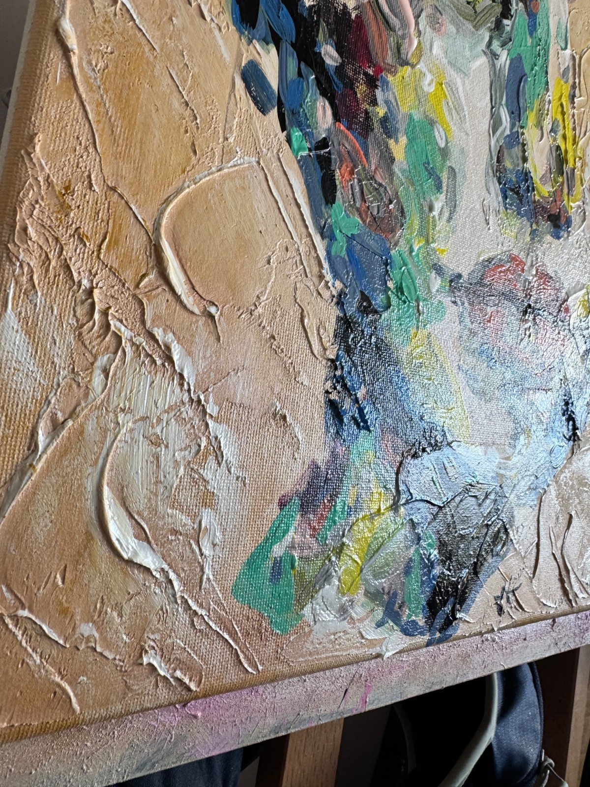Kempff 14×14 WOMAN HALF FACE Impressionism Handmade Colorful Art Painting