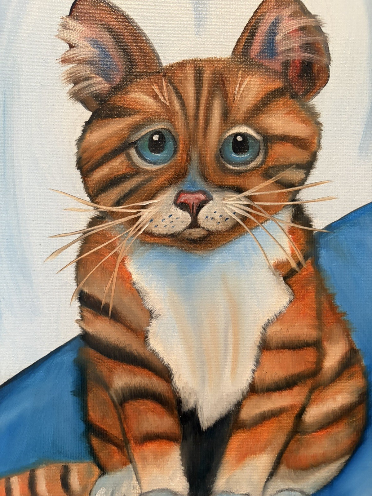 Original oil painting 11 x 14 inches beautiful colorful orange tabby cat