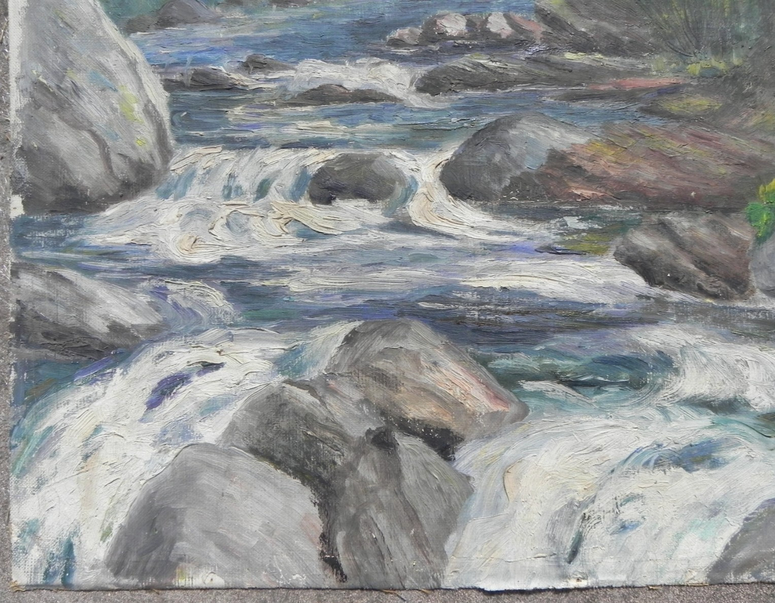 Pair old Connecticut impressionist landscape paintings signed Allen Newton 1927