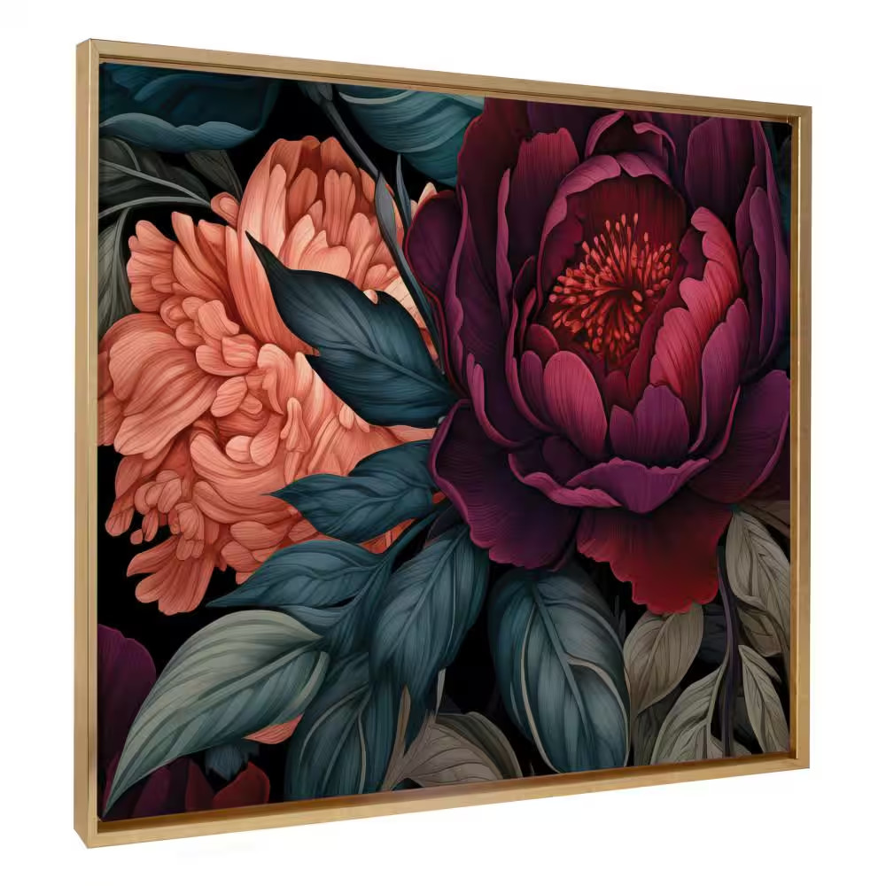 Sylvie Dark Academia Floral Framed Canvas by the Creative Bunch Studio (Set of 1
