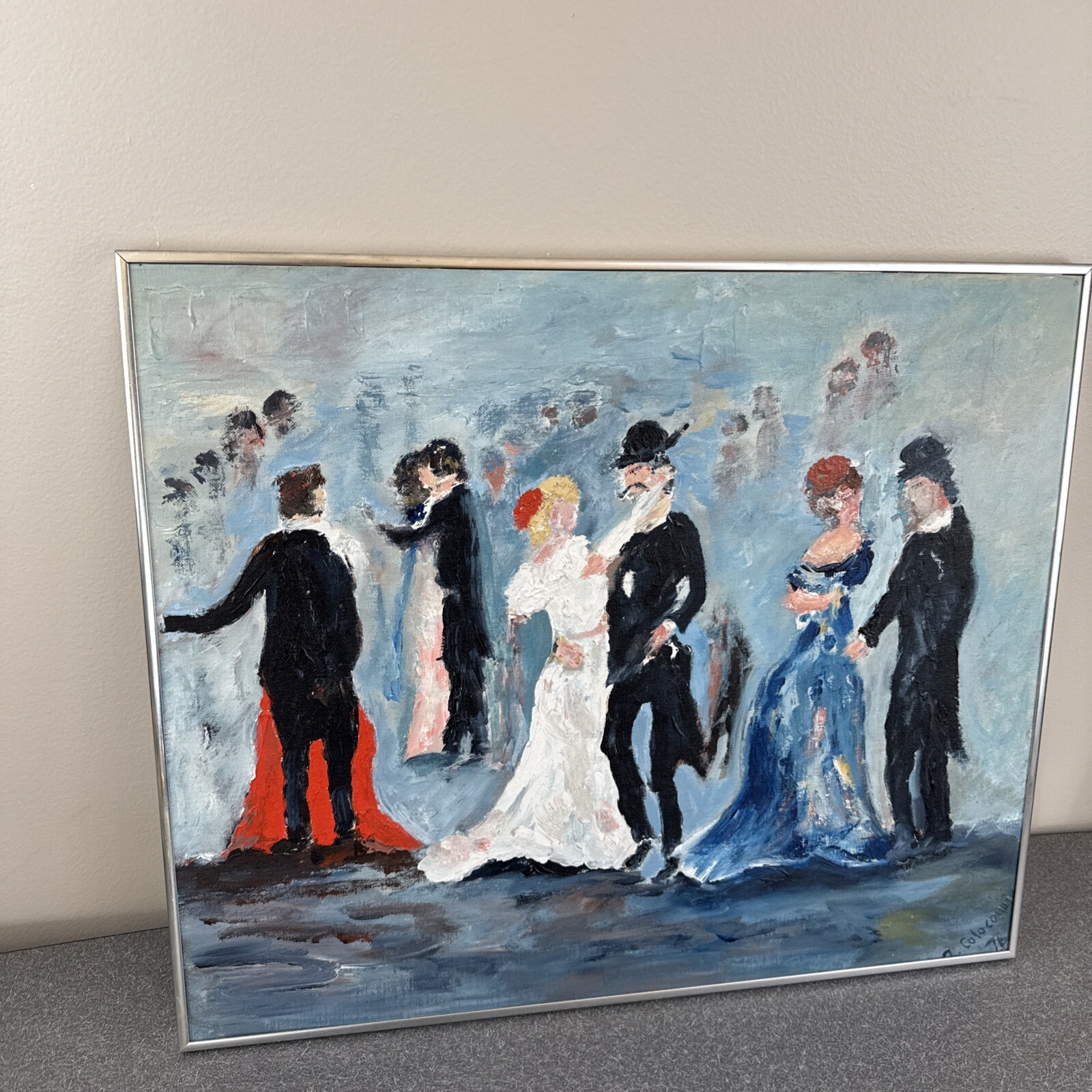 Oil Painting Ballroom Dancing 1976 Signed A. Colocou…? 24×20