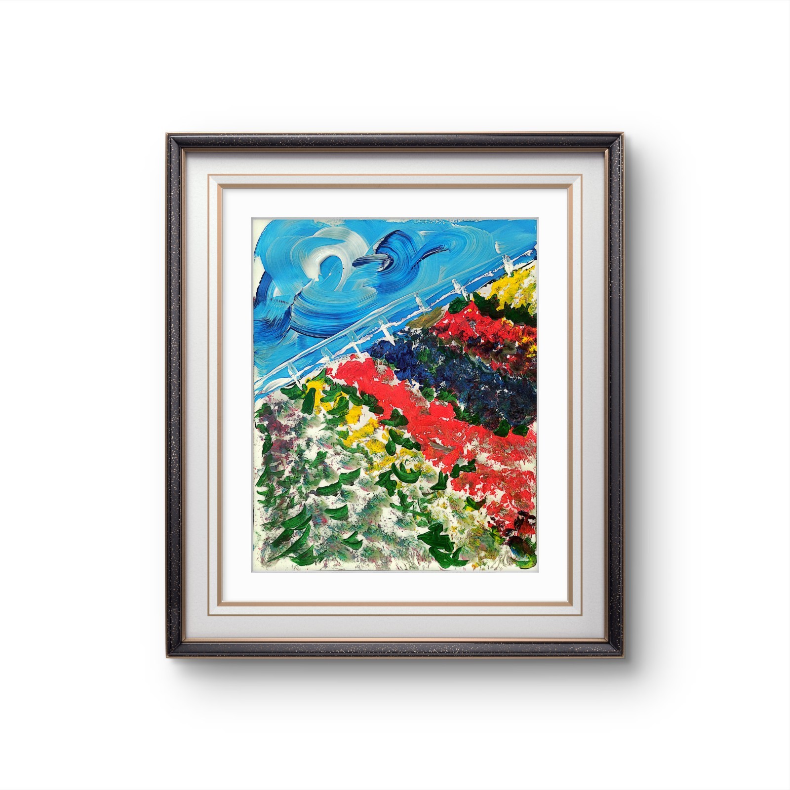 Tulip Rows Abstract Expressionist Original Painting Gallery Paper