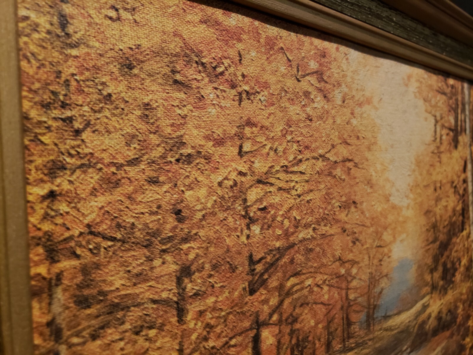 VINTAGE ART Robert Wood Framed art fall autum reproduction print 21 X 27” SIGNED