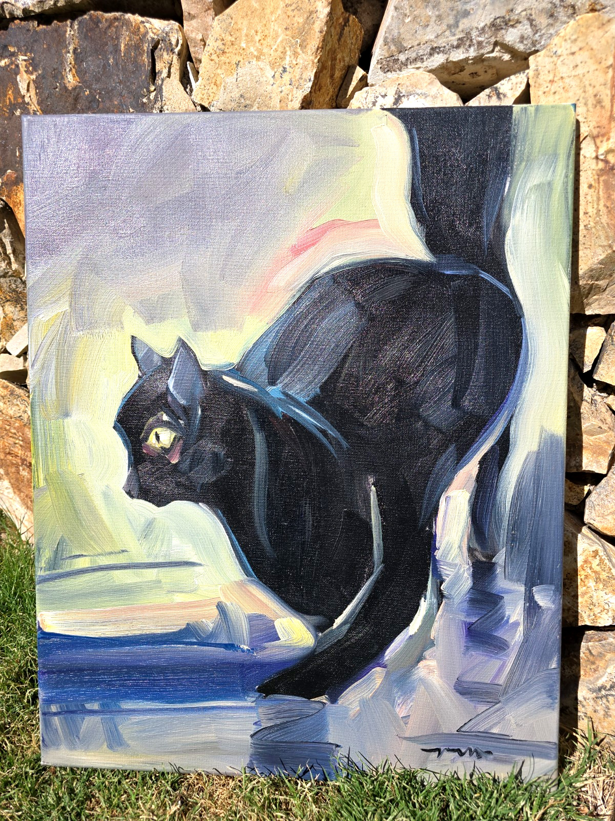 JOSE TRUJILLO Original Cat Painting «Good Luck Kitty » 20 x 16