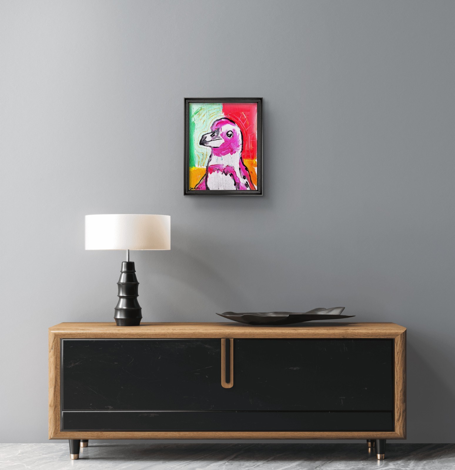 Aleph Hand Painted Textured Penguin 11×14 Animal Acrylic Canvas Home Decor