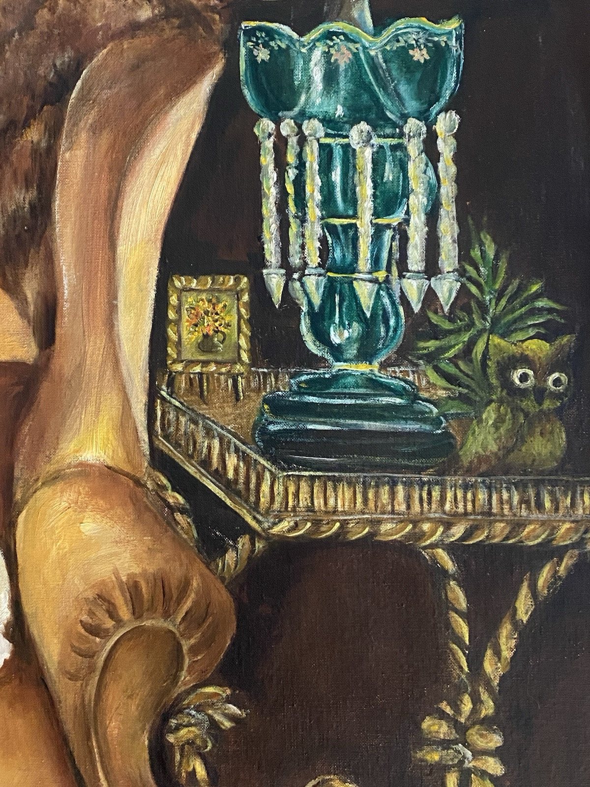 Mid Century MOD Fox Maltese Dog Owl Portrait Still Life Portrait Folk Painting