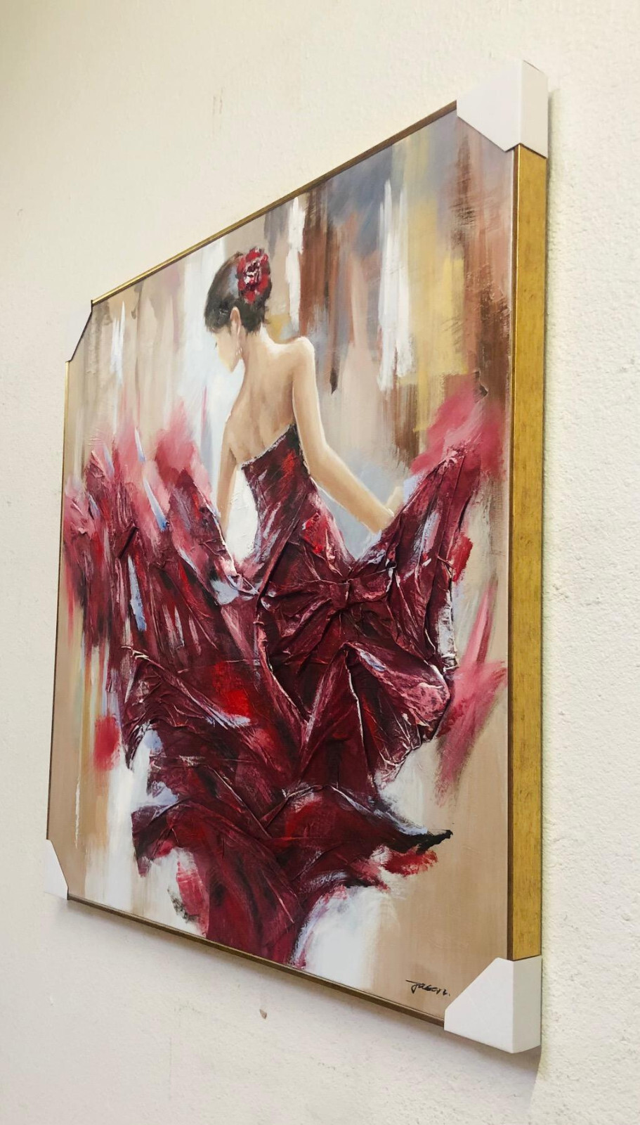 Large Wall Art Original 3-D Painting on Canvas (Sanguine Sway) 40x40x2 Huge