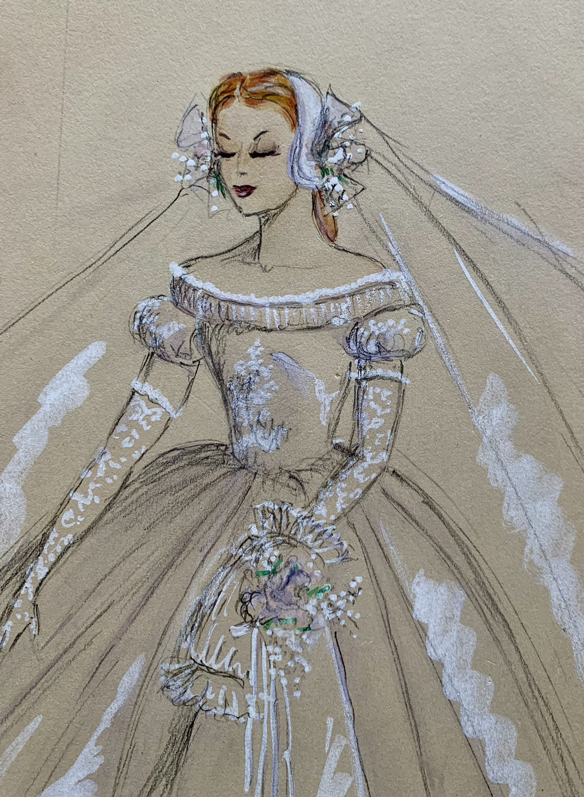 SALE Spaulding 1949 WEDDING GOWN DESIGN Original Hollywood Fashion designs PinUp