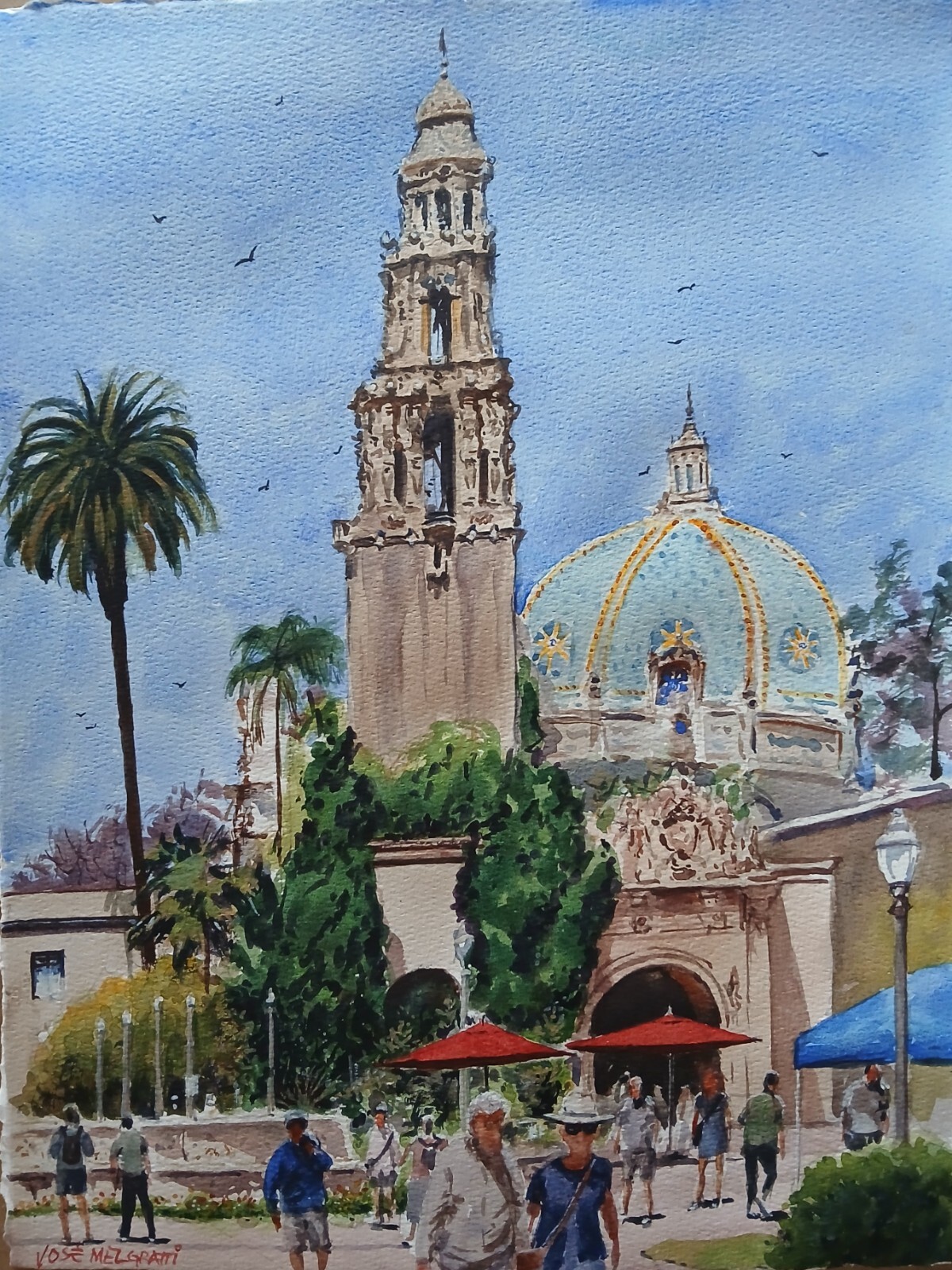 Watercolor Original Painting Balboa Park, San Diego, CA 12″ x 16″ NOT A PRINT