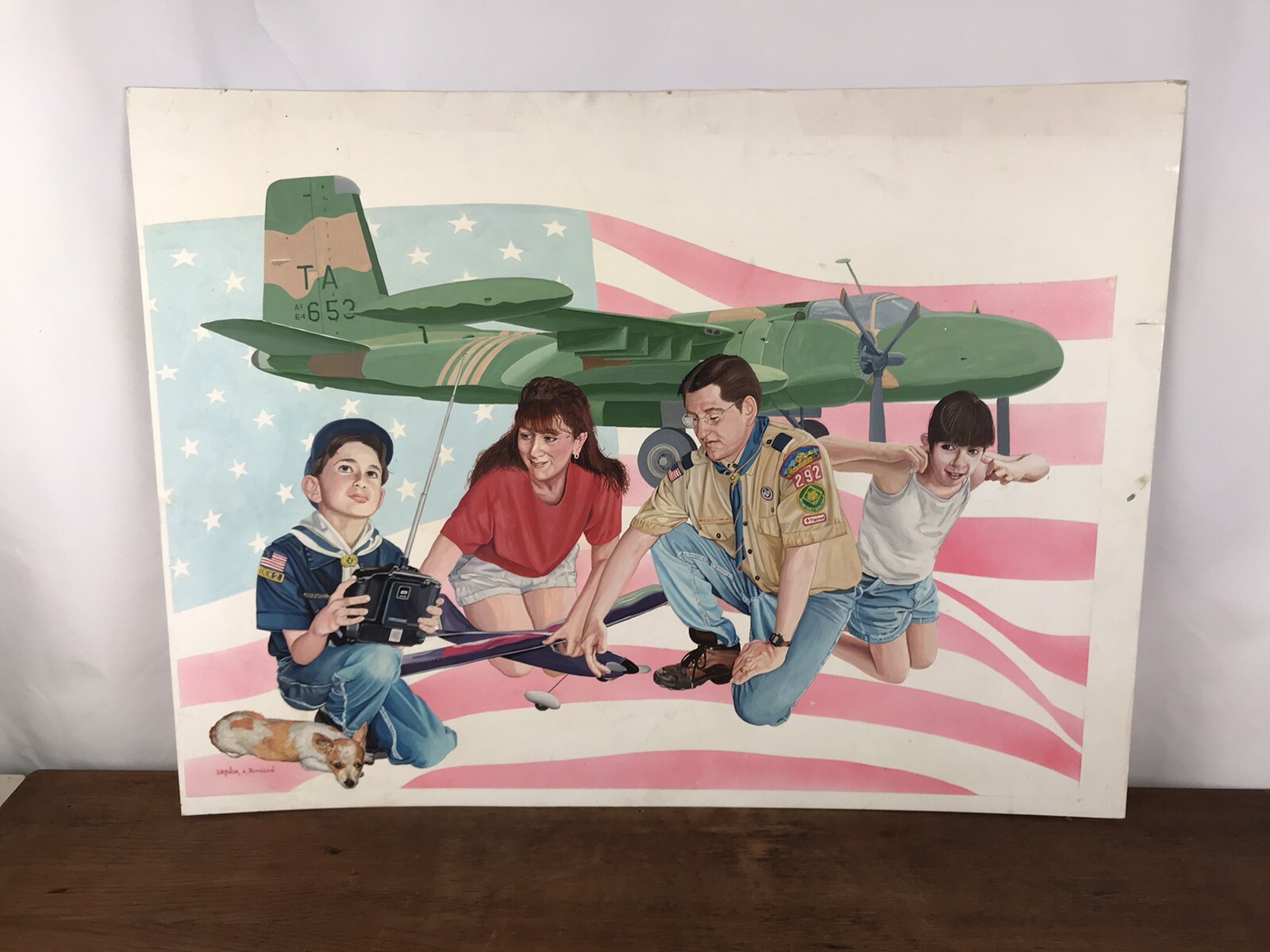 Original Brenda A. Johnson Illustration Painting on Board of Patriotic BSA
