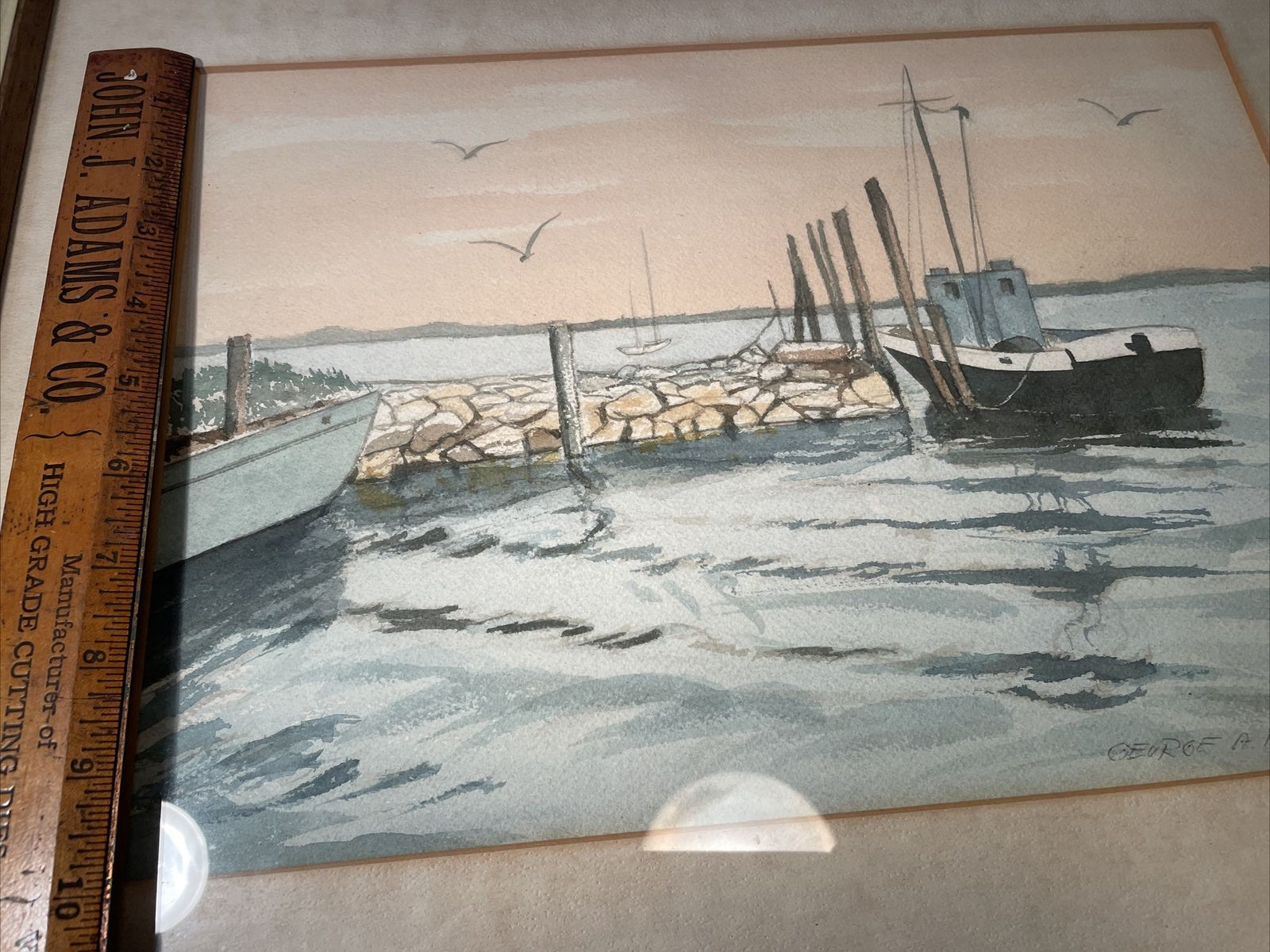 Original Seascape Watercolor New Jersey Artist George A. Fish AWS 1893-1993