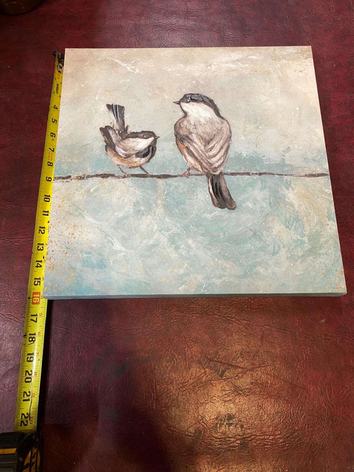 Canvas Wall Art Two Birds On A Wire Blue Sky Charming 16 x 16