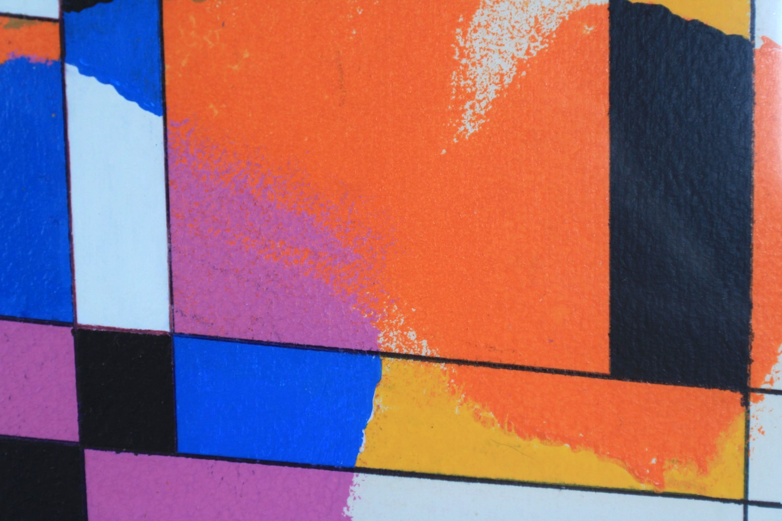 Mid Century Modernist Style Abstract Oil Painting On Board Signed Jon Henry