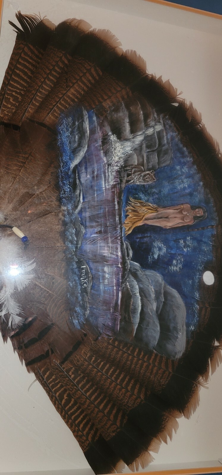 Hand Painted Turkey Fan. Indians Title » Midnight » Painted By sue franks